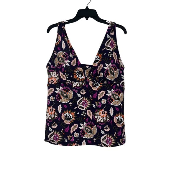 Lands End Womens Floral Tankini Top Sz 16 W/Built-In Bra Support Deep V-Neckline - Picture 12 of 13